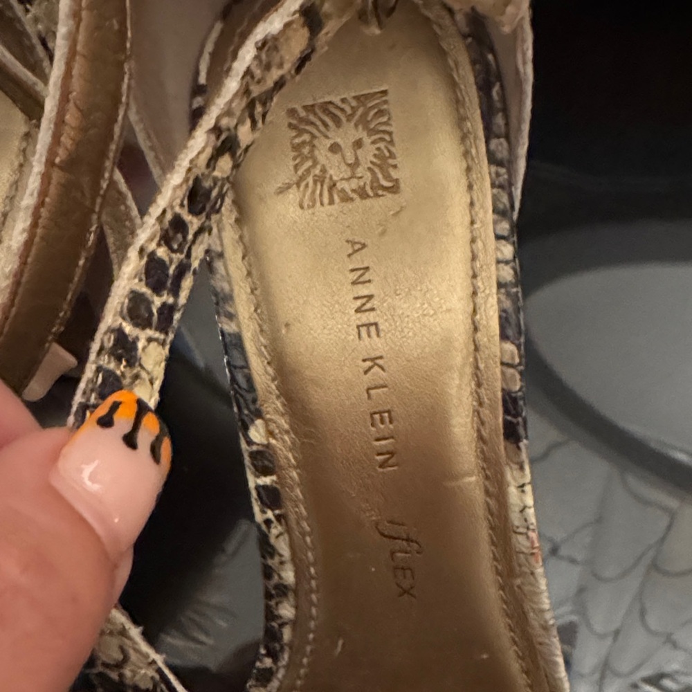 Anne Klein Snake Print Sandals - Cream‎ and Brown - Picture 2 of 8